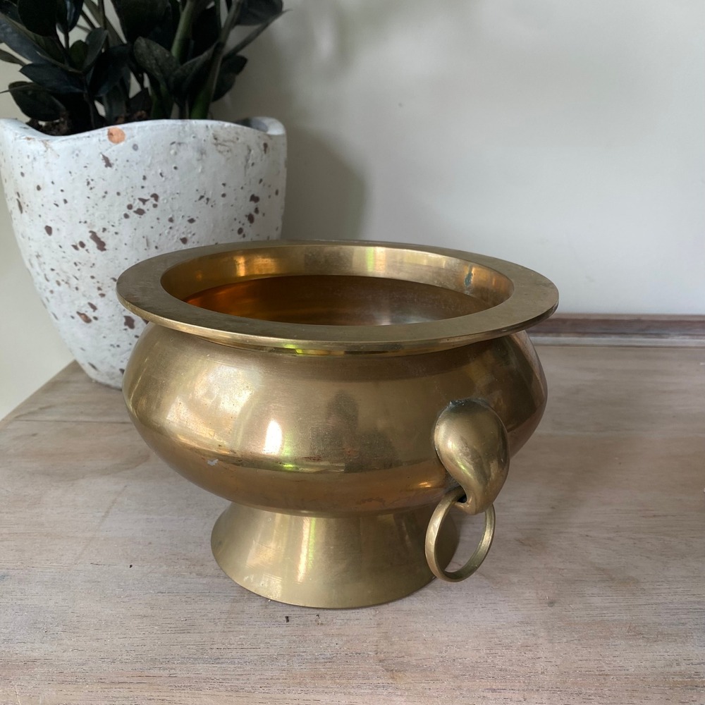 Heavy Solid Brass Footed Planter